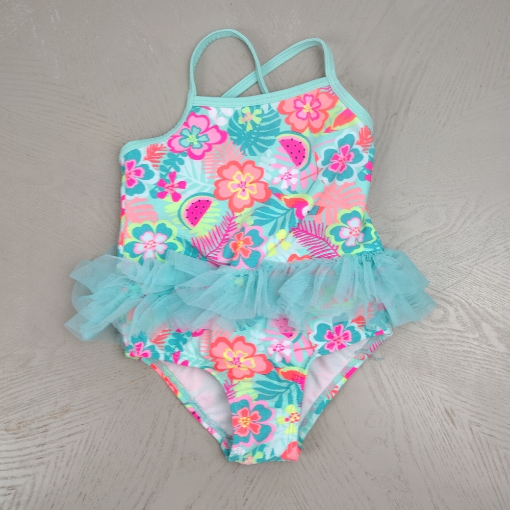 Floral Kids Swimwear with Tulle Skirt